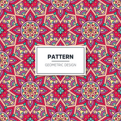 Ethnic floral seamless pattern with mandalas