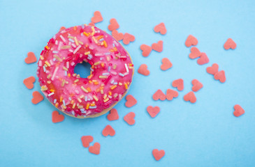 pink donuts with sugar hearts 