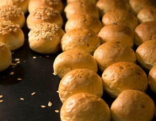 Freshly baked wheat buns
