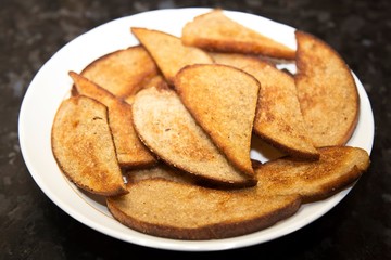 Fried bread, toasts.