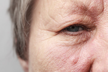 Elderly pensioner female eye closeup