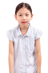 Portrait cute little girl Asian isolated in white background