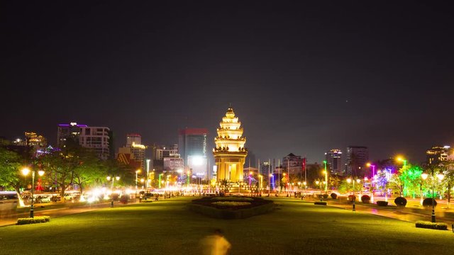 Independence Monument Phnom Penh at dusk