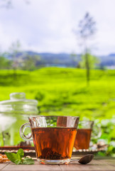 Tea in a glass cup