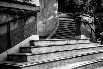 Curved marble stairs outside in a park in Sao Paulo