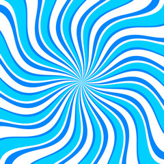 Funny blue swirl radial pattern background. Vector illustration for retro vortex backdrop texture