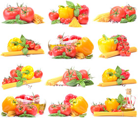 Olive oil, vegetables and spaghetti