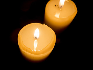 two lighted candles