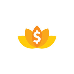 Fototapeta na wymiar Lotus Money Logo Icon Design