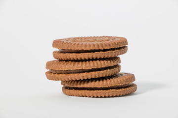 Fototapeta na wymiar Chocolate sandwiches cookie isolated on white background