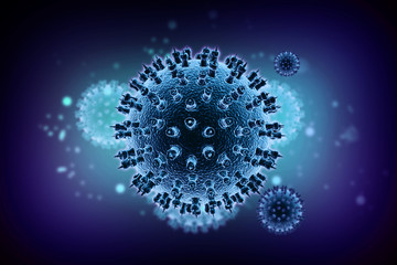 3d rendered  Herpes Virus isolated on color background