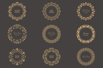 Set of circular baroque patterns