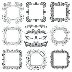 Floral filigree frames and ornamental decorations