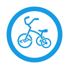 Fototapeta premium Icono plano triciclo en circulo color azul