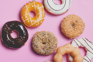  Donut on pink background.