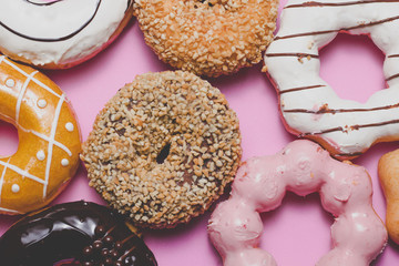  Donut on pink background.