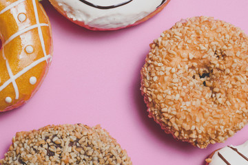  Donut on pink background.