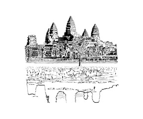 Hand drawn sketch of Angkor Wat Temple