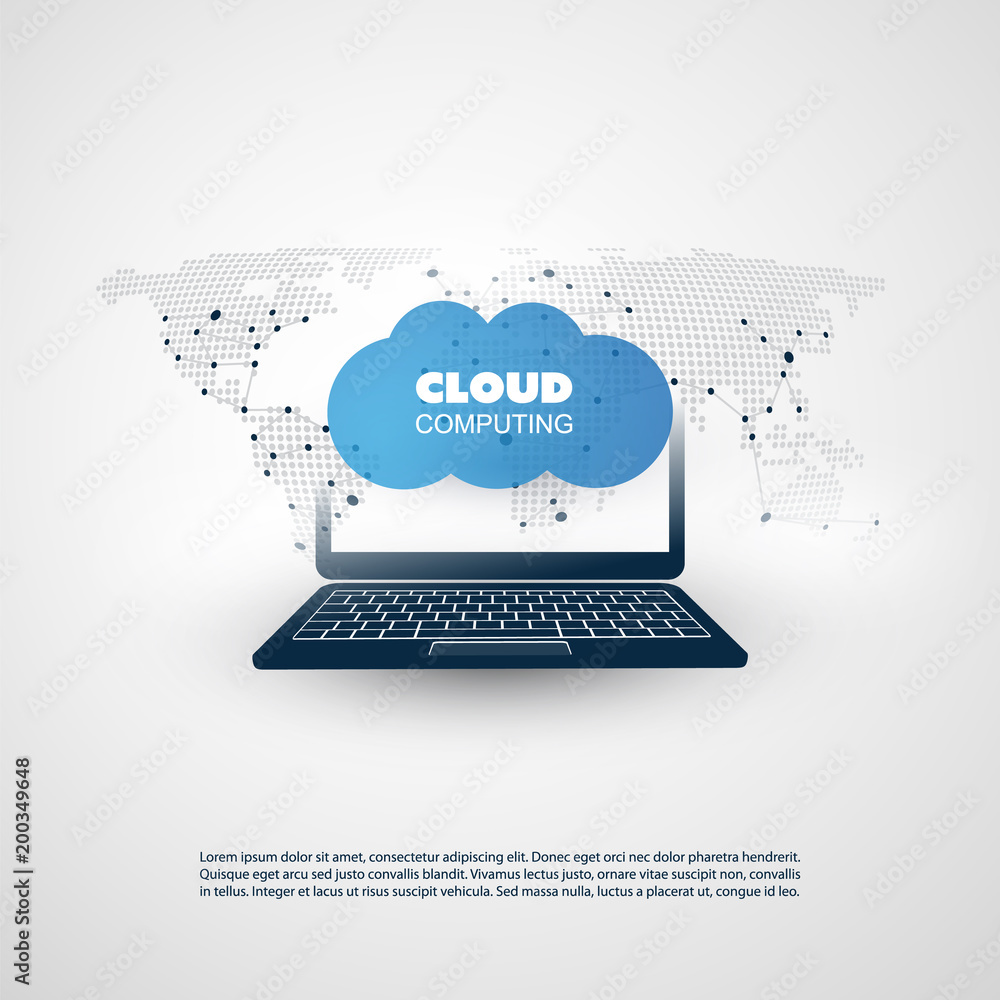 Poster cloud computing design concept - digital network connections, technology background