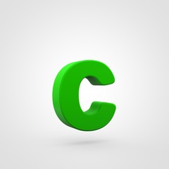 Plastic green letter C lowercase isolated on white background.