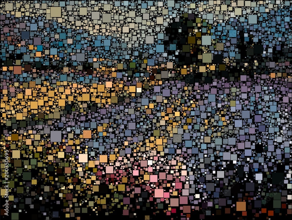 Poster abstract vector background of block colored mosaic made of elements of geometric rectangular shape
