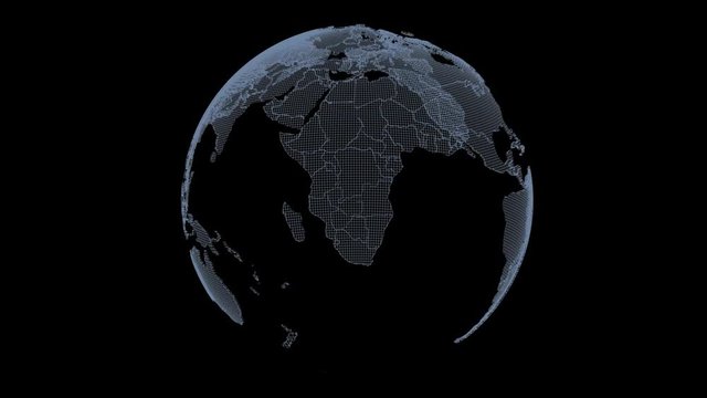 Digital World. Rotate. Alpha Channel Included. Looped