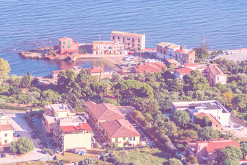 Obraz premium A view over small town of Porticello, Sicily, Italy