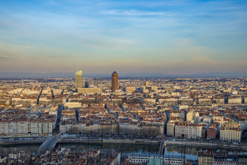 skyline of Lyon with river