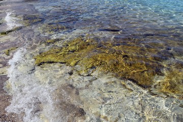  Sea wave. Sea foam. Seashore. Gokova. Marmaris. Turkey	