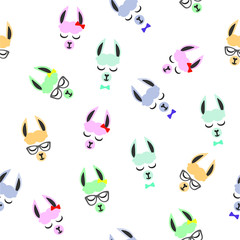 Creative children's texture. Fashionable lama with glasses with a butterfly