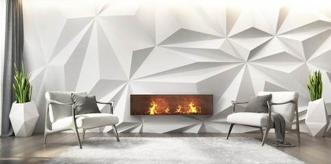 Fireplace room in a modern house