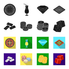 Domino bones, stack of chips, a pile of mont, playing blocks. Casino and gambling set collection icons in black,flet style vector symbol stock illustration web. © pandavector