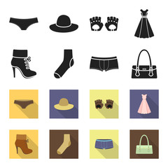 Women boots, socks, shorts, ladies bag. Clothing set collection icons in black,flet style vector symbol stock illustration web. © pandavector