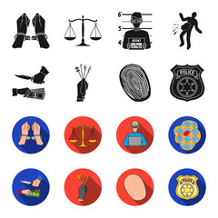 Robbery attack, fingerprint, police officer badge, pickpockets.Crime set collection icons in black,flet style vector symbol stock illustration web. © pandavector