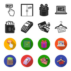 Purse, money, touch, hanger and other equipment. E commerce set collection icons in black,flet style vector symbol stock illustration web. © pandavector