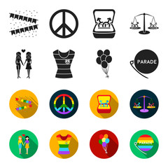 Lesbians, dress, balls, gay parade. Gay set collection icons in black,flet style vector symbol stock illustration web. © pandavector