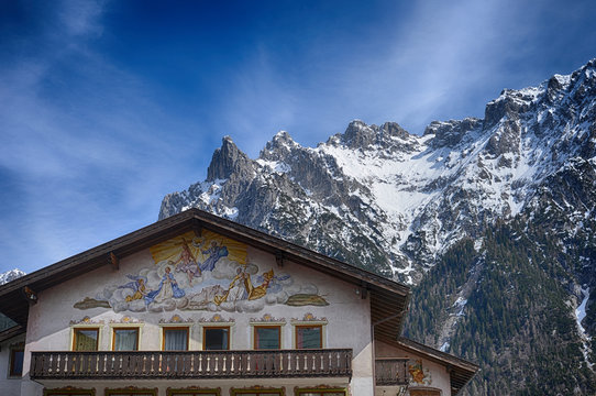 traditional painted House in the bavarian Alps