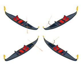 Isometric empty traditional gondola isolated on white background. Venice, Italy Travel © Golden Sikorka