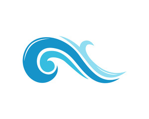 Blue Water Abstract Wave Icon Logo flow