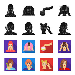 Hairdresser, cosmetic, salon, and other web icon in black,flet style.Means, hygiene, care icons in set collection. © pandavector
