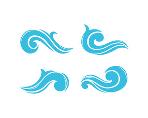 Set of Blue Water Abstract Wave Icon Logo 