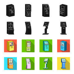 Medical terminal, ATM for payment,apparatus for queue. Terminals set collection icons in black,flet style isometric vector symbol stock illustration web . © pandavector