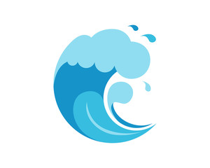 Obraz premium Abstract blue Wave Icon Logo Circle Illustration