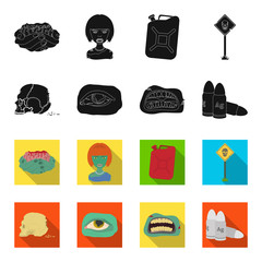 Zombies and Attributes black,flet icons in set collection for design. Dead man vector symbol stock web illustration. © pandavector