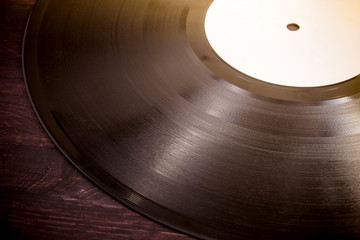 music record on brown background