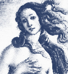The Birth of Venus, by Sandro Filipepi Known as Botticelli, 1484 - 1485 about - circle raster vector illustration - obrazy, fototapety, plakaty