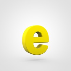 Obraz premium Plastic yellow letter E lowercase isolated on white background.