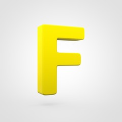 Plastic yellow letter F uppercase isolated on white background.