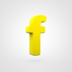 Obraz premium Plastic yellow letter F lowercase isolated on white background.