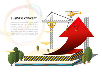 Fototapeta premium Business concept progressive growth rising arrow from base 3D vector illustration